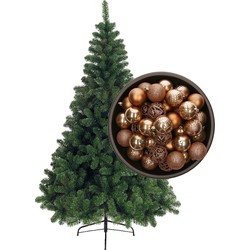 Bellatio Decorations kunst kerstboom 120 cm met kerstballen camel bruin - Kunstkerstboom