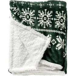 Textino CAROL - Plaid 150x200 cm - fleece deken met sherpa en nordic print - Mountain View - Textino