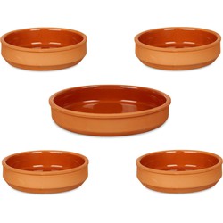 Set 5x tapas/creme brulee schaaltjes - terra/bruin - 4x 16 cm/1x 23 cm - Snack en tapasschalen