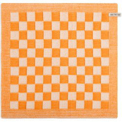Knit Factory Keukendoek Block - Ecru/Orange - 50x50 cm