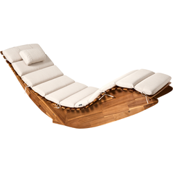 Beliani BRESCIA PREMIUM - Tuinligstoel-Lichte houtkleur-Acaciahout