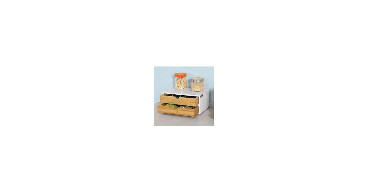 Simpletrade Capsulehouder - Opbergbox - 2 lades - Rubberen voetjes - Bamboe - 30x14x20 cm