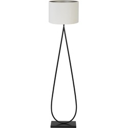 Vloerlamp Tamsu/Velours - Zwart/Off white - Ø40x167cm