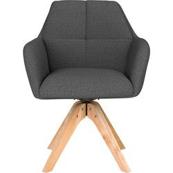 Eetkamerstoel Pete Grijs Houten Swivel - Giga Meubel