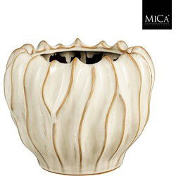 Mica Decorations Bloempot Thom - 27.5x27.5x22 cm - Keramiek - Gebroken Wit