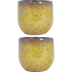 2x stuks bloempot goud geel flakes keramiek voor kamerplant H17 x D19 cm - Plantenpotten