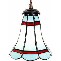 LumiLamp Hanglamp Tiffany  Ø 15x115 cm  Blauw Rood Glas Metaal Rond Hanglamp Eettafel