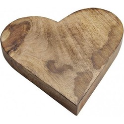 Houten serveerplank/dienblad hartvorm 26 cm - Dienbladen