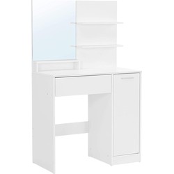 Kaptafel met spiegel, 1 lade, 2 planken en opbergkast - L80 x H132 cm