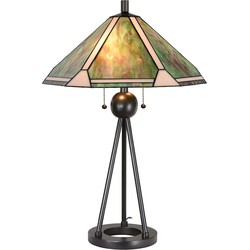 LumiLamp Tiffany Tafellamp  Ø 50x73 cm  Groen Bruin Metaal Glas Tiffany Bureaulamp