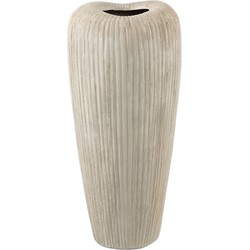 PTMD Zinet Taupe round ceramic pot with lines M