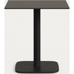 Kave Home - Zwarte Dina-buitentafel met zwart gelakte metalen poot 68 x 68 x 70 cm