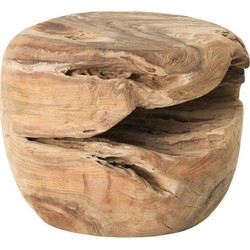 MUST Living Coffee table Ball Natural,±30xØ40 cm, natural recycled teakwood with natural cracks