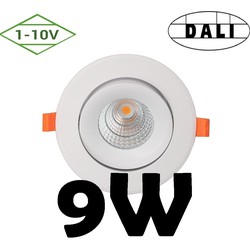 9W Dali of 1-10V dimbare inbouwspot 5 jr garantie 70 mm gat 95 mm buiten