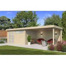 Woodlands blokhut modern met overkapping en dakisolatie, 815 x 295 cm