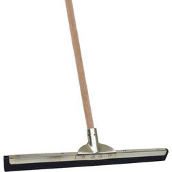 Vloertrekker/douchetrekker voor water metaal/rubber 45 cm met houten steel 130 cm - Vloertrekkers