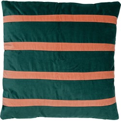 Dutch Decor PEMM - Kussenhoes Sierkussen velvet 45x45 cm - sagebrush green - groen - roze strepen - color blocking - Dutch Decor