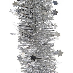 Decoris Kerstslinger - sterren - zilver - 270 x 10 cm - lametta - Kerstslingers