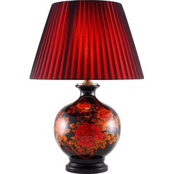 Fine Asianliving Chinese Tafellamp Porselein Chinese Pioenen Rood