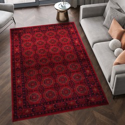 Keshan Oosters Vloerkleed - Laagpolig - Klassiek Vintage Tapijt - Rood- 250x350 CM