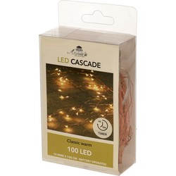Cascade draadverlichting lichtsnoer met 100 lampjes classic warm wit op batterijen - Lichtsnoeren