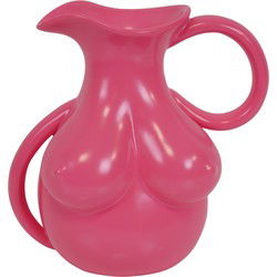 Vase- Breasts Jug - Ceramics - Neon Pink - - 6,5x11x18cm