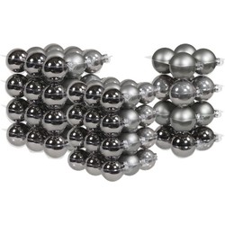 88x stuks glazen kerstballen titanium grijs 4, 6 en 8 cm mat/glans - Kerstbal