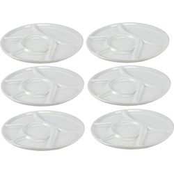 Vakjesbord - 6x - wit - 23 cm - 6 vakjes - fondue/gourmet/bbq bord - vakjesborden - Gourmetborden