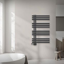 Badkamer radiator middenaansluiting 600x1000 mm antraciet met LuxeBath universele aansluitset