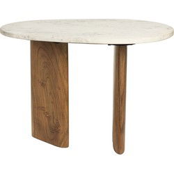 Bijzettafel Kiezelvormig - Wit Marmer - 56x37x39cm - Tanda