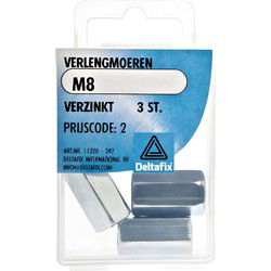 Verlengmoer m8 verz 3st