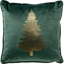Geen merk TREE - Kussenhoes 45x45 cm - Kerst - Mountain View - donkergroen - Dutch Decor kerst collectie