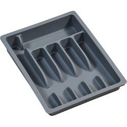 Uitschuifbare bestekbak van Plastic | 6 Vaks -> Uitschuifbaar naar 8 Vaks | Bestek Opbergen in La | Verstelbare Bestekbak | 29-50 x 38 x 6,3 Cm. | Kleur: GRIJS