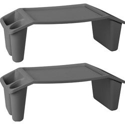 Schoottafel/Dienblad - 2x - antraciet - kunststof - 60 x 31 x 20 cm - Dienbladen