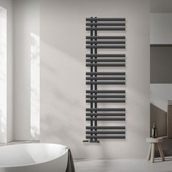 Badkamerradiator middenaansluiting 500x1600 mm antraciet met muuraansluitset LuxeBath