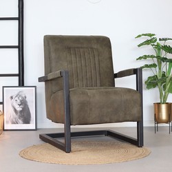 Industriële fauteuil Austin olijfgroen microvezel