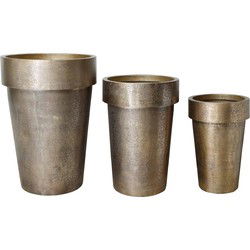 PTMD Bloempot Lovay - 82x82x119 cm - Aluminium - Messing - Set van 3