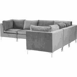 Beliani EVJA - Modulaire Sofa-Grijs-Fluweel