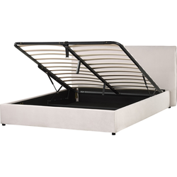 LAVAUR - Bed met opbergruimte - Gebroken wit - 160 x 200 cm - Fluweel