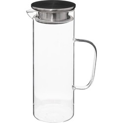 Secret de Gourmet Water Karaf/Schenkkan - met rvs dop - glas - 1.1 Liter - D9 x H22 cm - Karaffen
