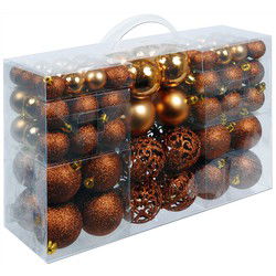 Kerstboomballen kunststof kleur Brons set van 100 stuks