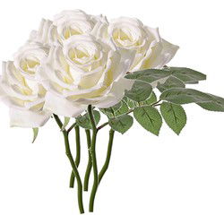 Top Art Kunstbloem Roos de luxe - 5x - wit - 30 cm - kunststof steel - decoratie - Kunstbloemen