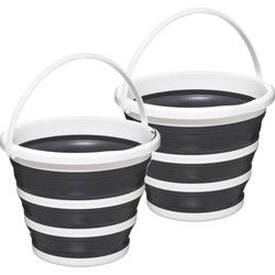 2x 5five emmer - opvouwbaar - wit-grijs - 10 l - 32 x 24 cm - Emmers