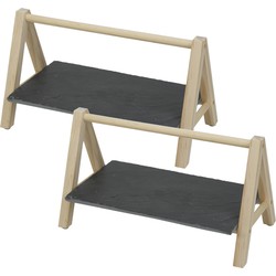 3x Stuks etagere 1-laags rechthoekig 29 x 19 x 14 cm van leisteen - Etageres