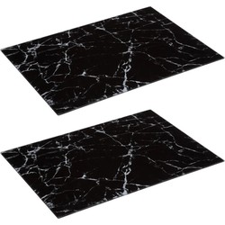 Secret de Gourmet Snijplank marmer print - 2x - glas - 40 x 30 cm - Snijplanken