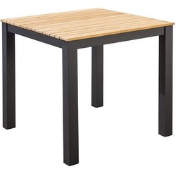Arashi dining table 76x76cm. alu dark grey/teak