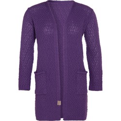 Knit Factory Luna Gebreid Dames Vest - Purple - 36/38 - Met steekzakken