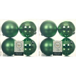 24x stuks kunststof kerstballen groen 10 cm glans/mat - Kerstbal