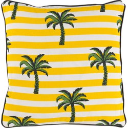 Dutch Decor GINA - Sierkussen palmbomen 45x45 cm - geel / wit / groen - katoen - Dutch Decor