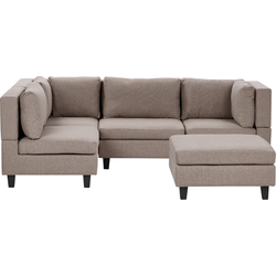 UNSTAD - 4-zitsbank met ottomaan - Bruin - Rechtszijdig -  Polyester